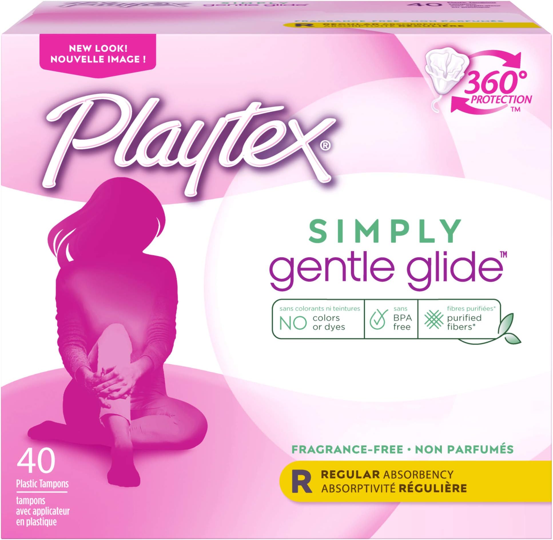Gentle Glide Tampons, Unscented Regular Absorbency, 40 Count