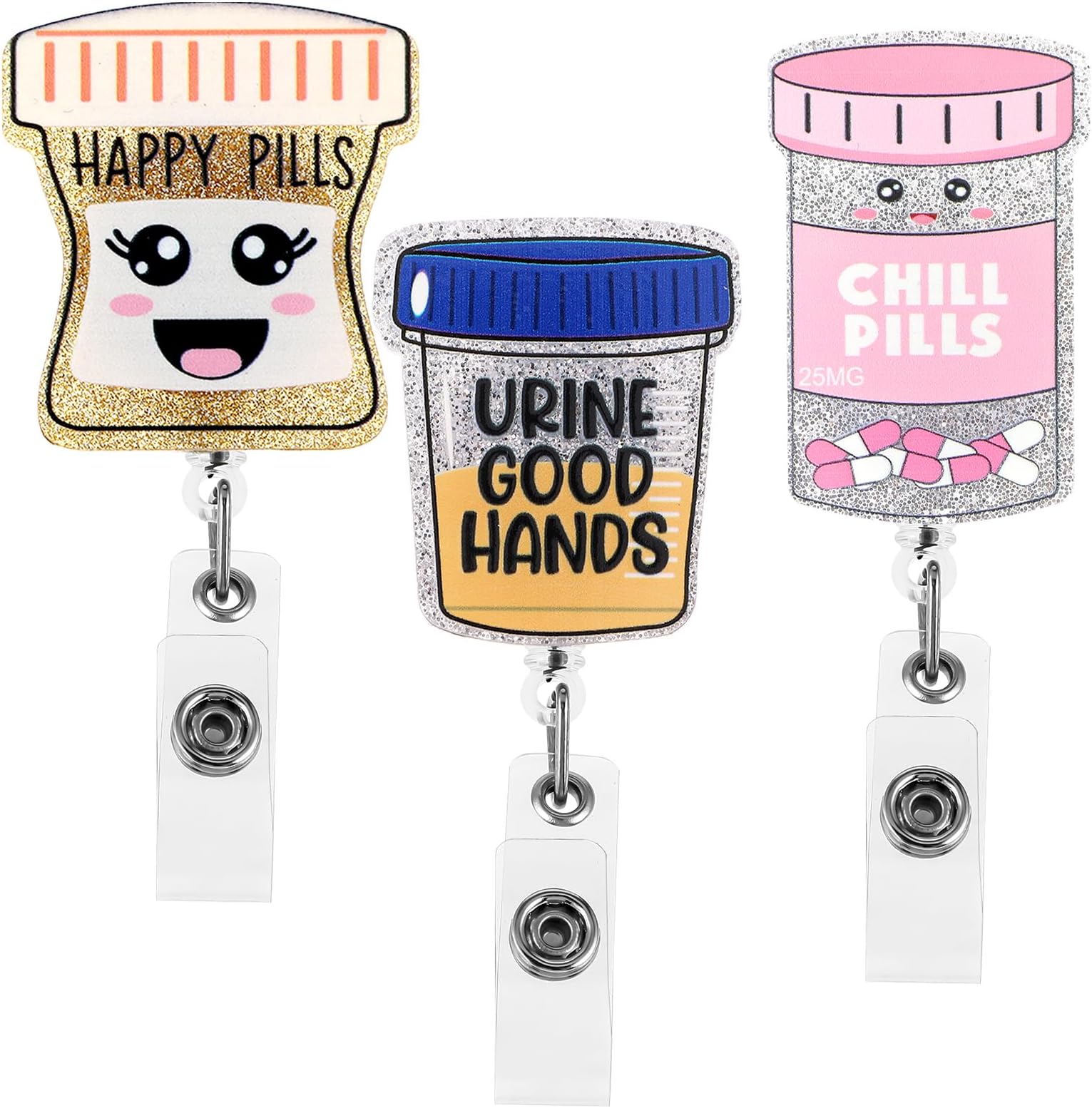 Amazon.com : 3 Pcs Nurse Badge Reel Retractable ID Card Holder Funny ...
