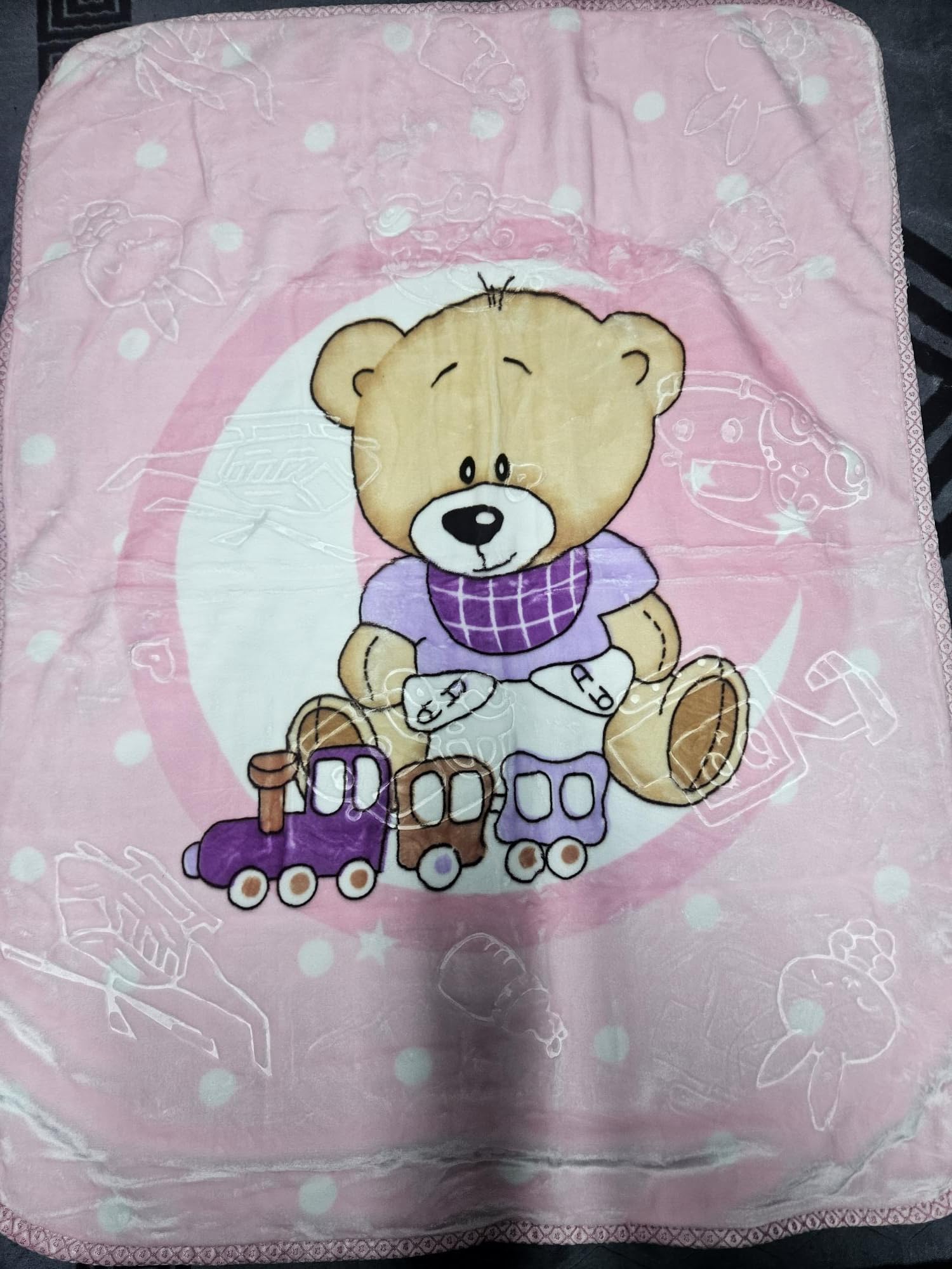 Luxury Product DOUBLE SIDED Super Soft Mink Fleece Baby Cot/Pram Warm Blankets for Unisex 100x140CM CUTE CUDDLY (Light Pink)