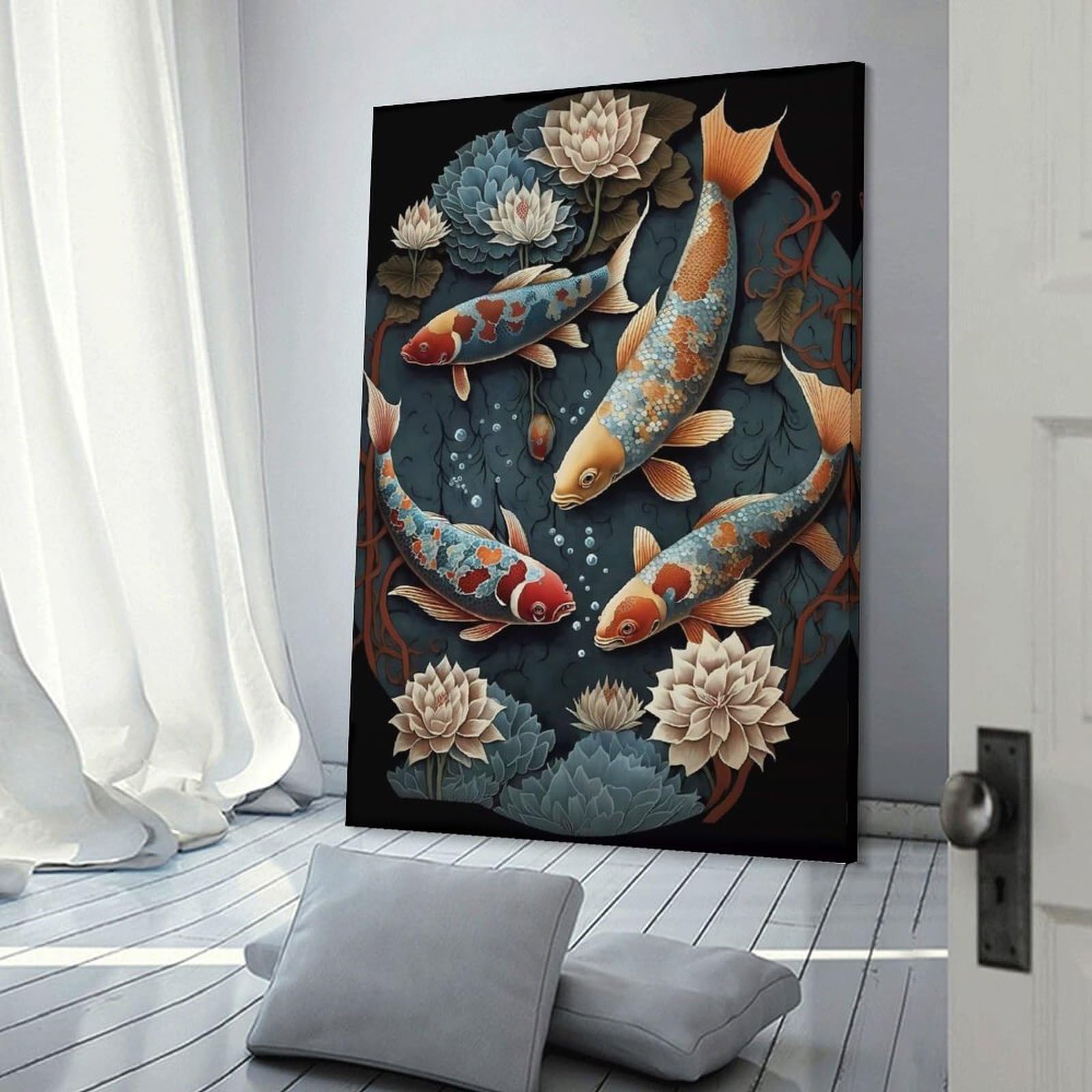 Junmoney Koi Fantasy World Home Decor Wall Art 20x30inch(50x75cm), for Gallery Wall Layouts in Home Or Office, A Versatile Canvas Print for Layering