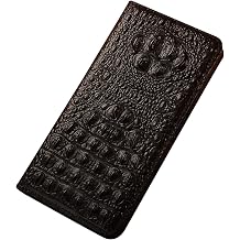 Cowhide Cover for Xiaomi 17 Ultra/17 Pro Max/17 Pro/17, Flip Wallet Heavy Duty Protection Case Crocodile Texture Luxury Kickst Protection Shell 17 Pro,Black