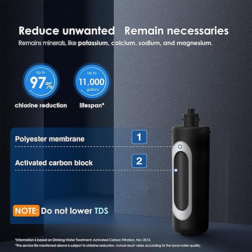 Miniatura 5 de Waterdrop Cartucho de filtro de repuesto RF10 para filtro de agua debajo del fregadero de 10UA10UB reduce el plomo el cloro el mal sabor y el olor