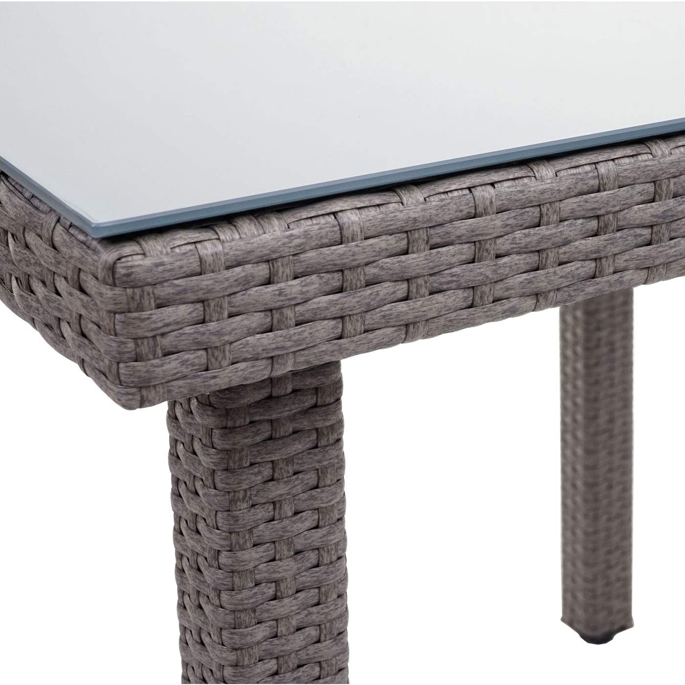 Mendler Poly-Rattan Gartentisch Cava, 80x80cm - grau | Esstisch, Beistelltisch, Tisch mit Glasplatte