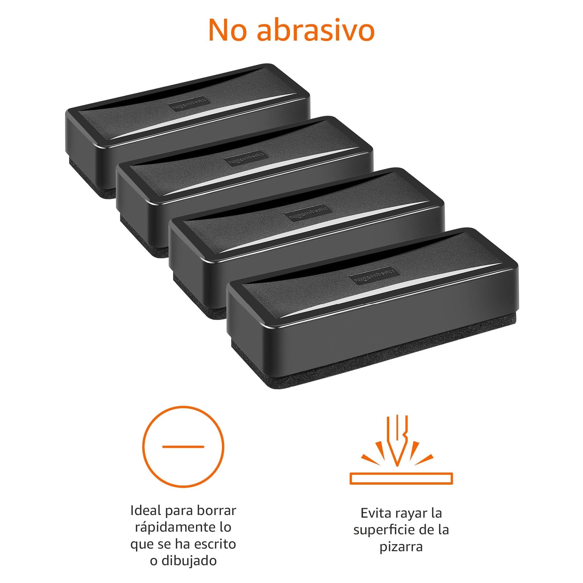Amazon Basics Rectangular, Melamina - borrador para pizarra blanca, 4 Unidad, Negro