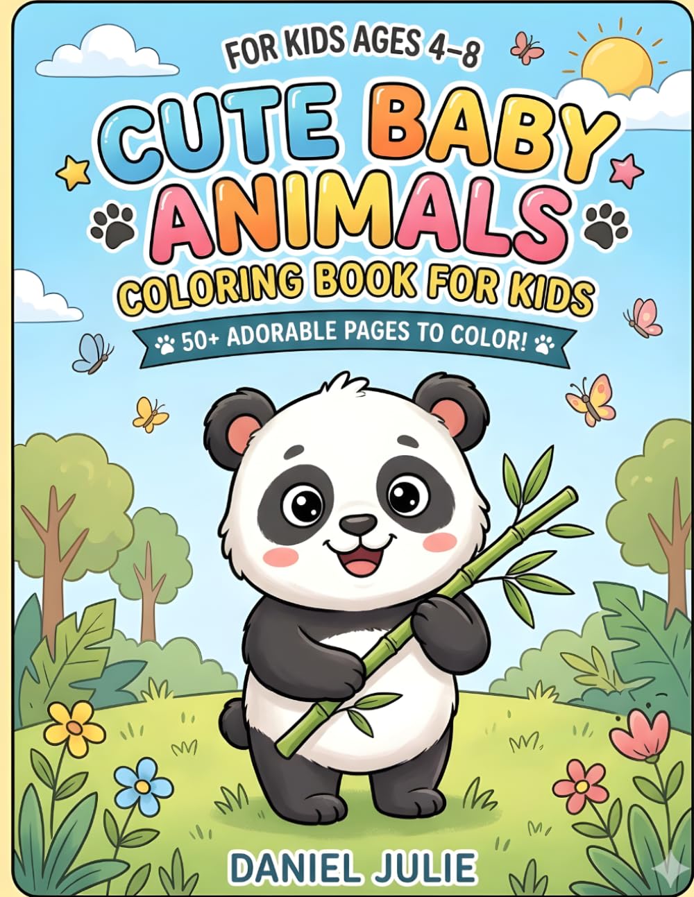 Cute Baby Animals Coloring Book for Kids Ages 4–8: Fun and Easy Animal Coloring Pages with Puppies, Kittens, Bunnies, and More Cute Animals
