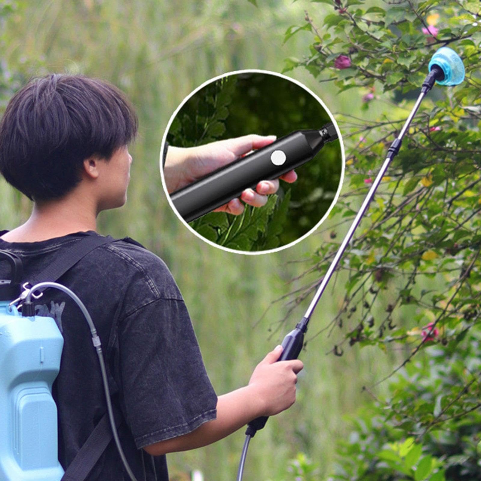Harilla Pulverizador eléctrico de jardín con Lanza retráctil de 12 litros, Profesional, práctico, versátil y, Ideal para bañar Mascotas, Azul