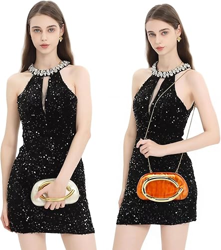 Vista 30 de Bolso cruzado de cadena de moda para mujer, bolso de hombro, bolso de mano acrílico para boda, bolso de noche de concha, clutch formal Un mármol