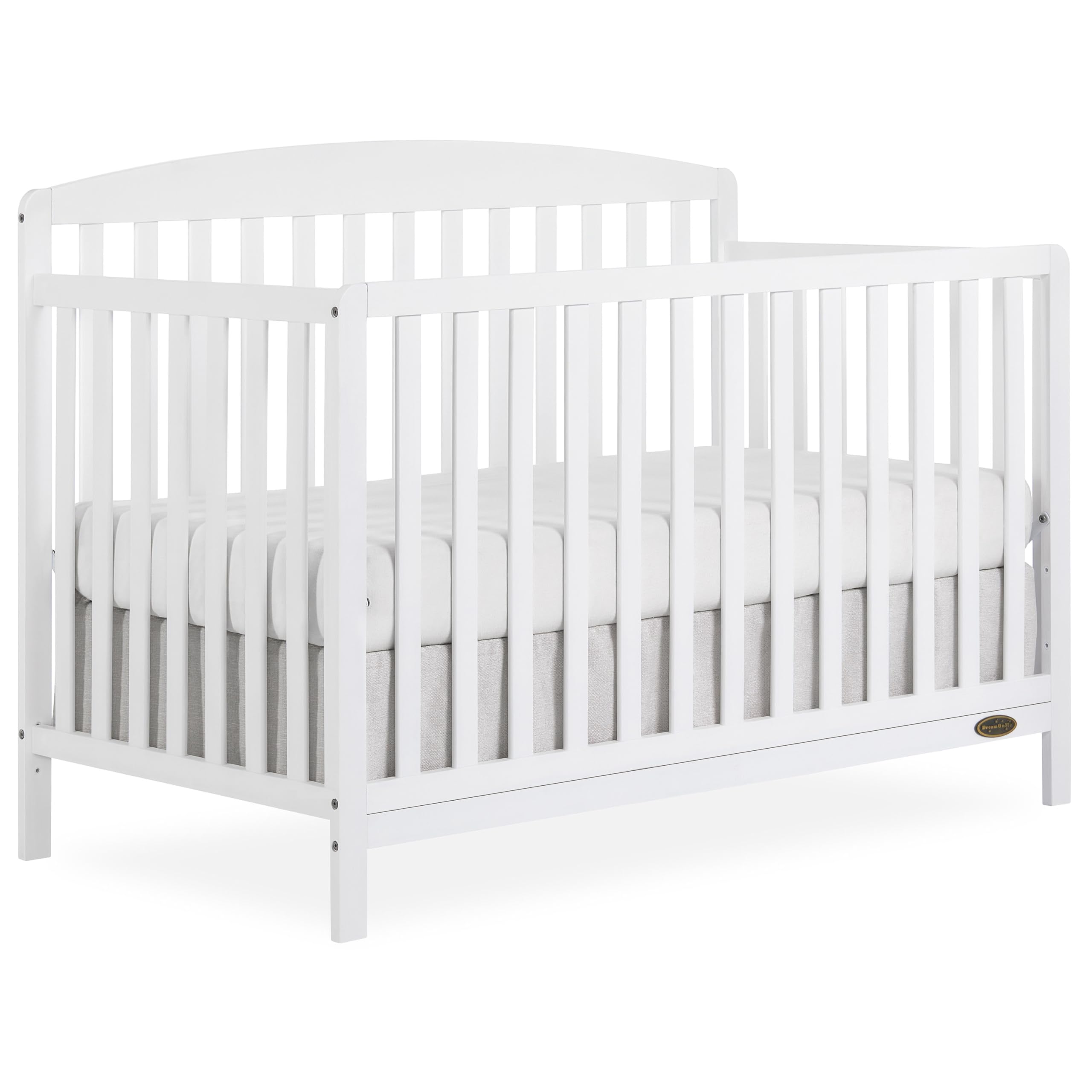 Dream On Me Odelle 5-in-1 Convertible Full-Size Baby Crib in White, GreenGuard Gold & JPMA Converts to Toddler, Day & Full-Size Bed, Sustainable Pinewood, 3 Mattress Heights