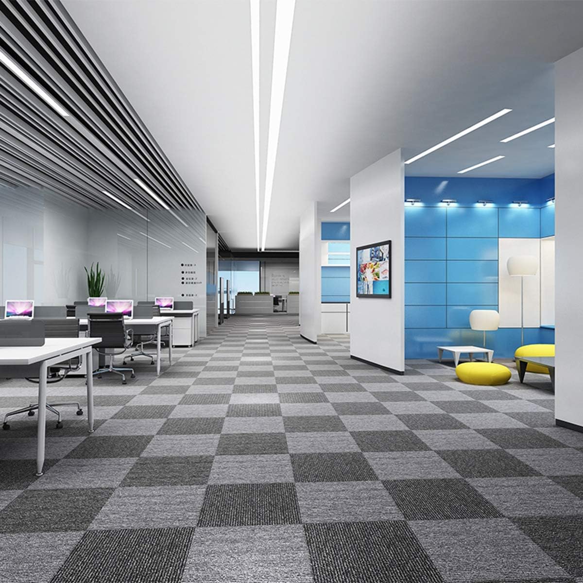 Nisorpa Commercial Carpet Squares 40 Pack Bitumen Rubber Backed Indoor Carpet Tiles 20x20 inch