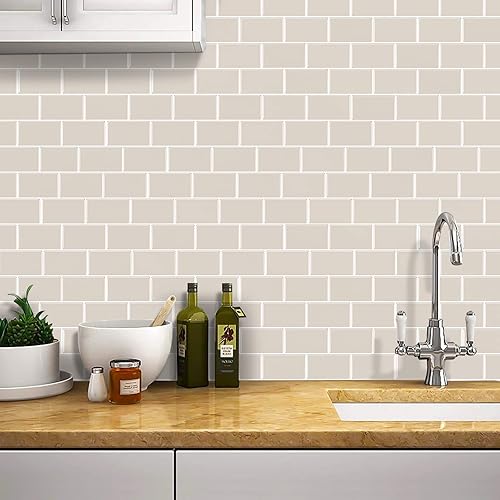 Miniatura 2 de WalDecoo Subway Tile - Azulejo autoadhesivo 3D de alta calidad, para cocina y baño (10 azulejos, 12 x 12 pulgadas)