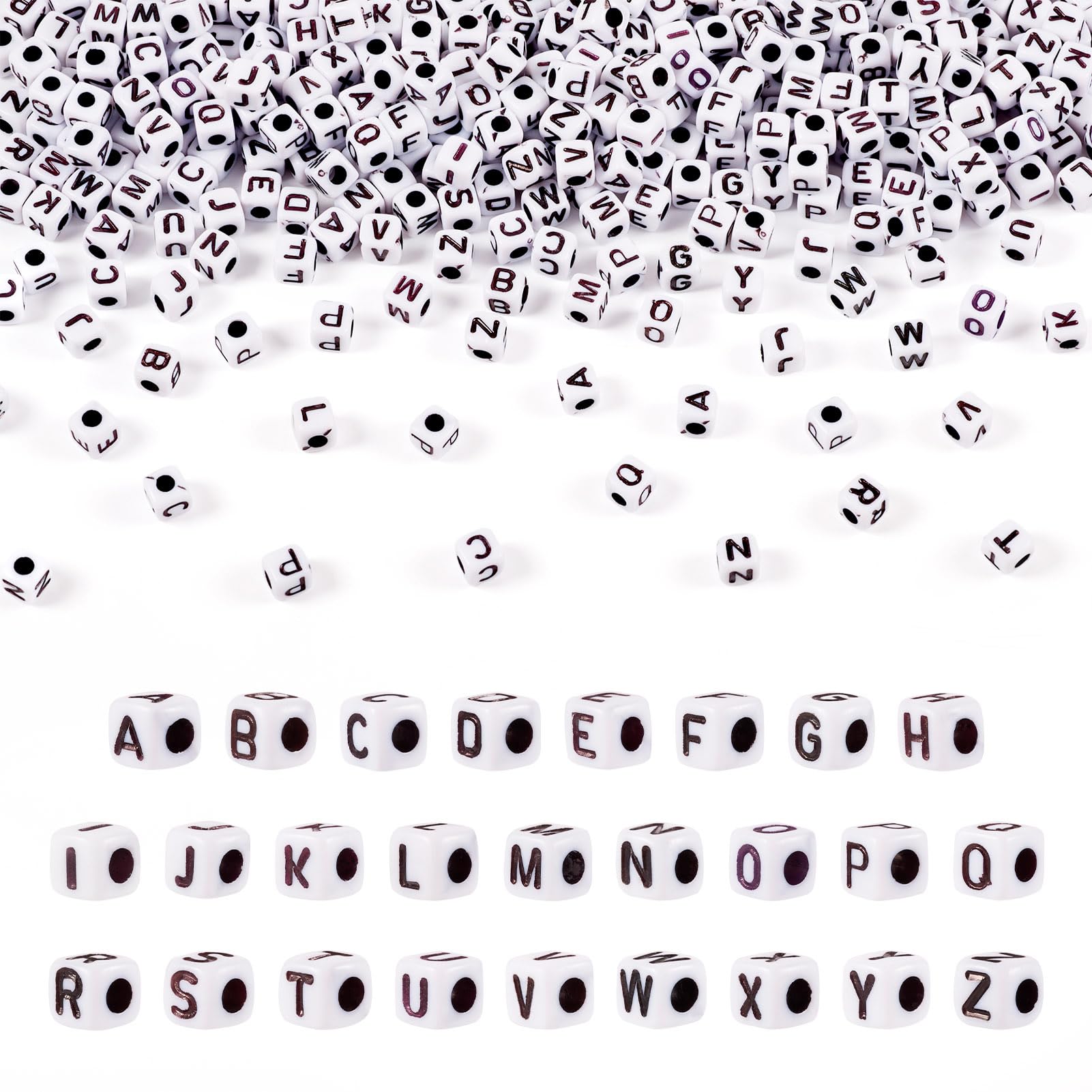 Spritewelry 1300Pcs Letter Beads Acrylic Alphabet Cube Beads Loose Spacer for DIY Friendship Bracelets Necklaces Jewelry Making