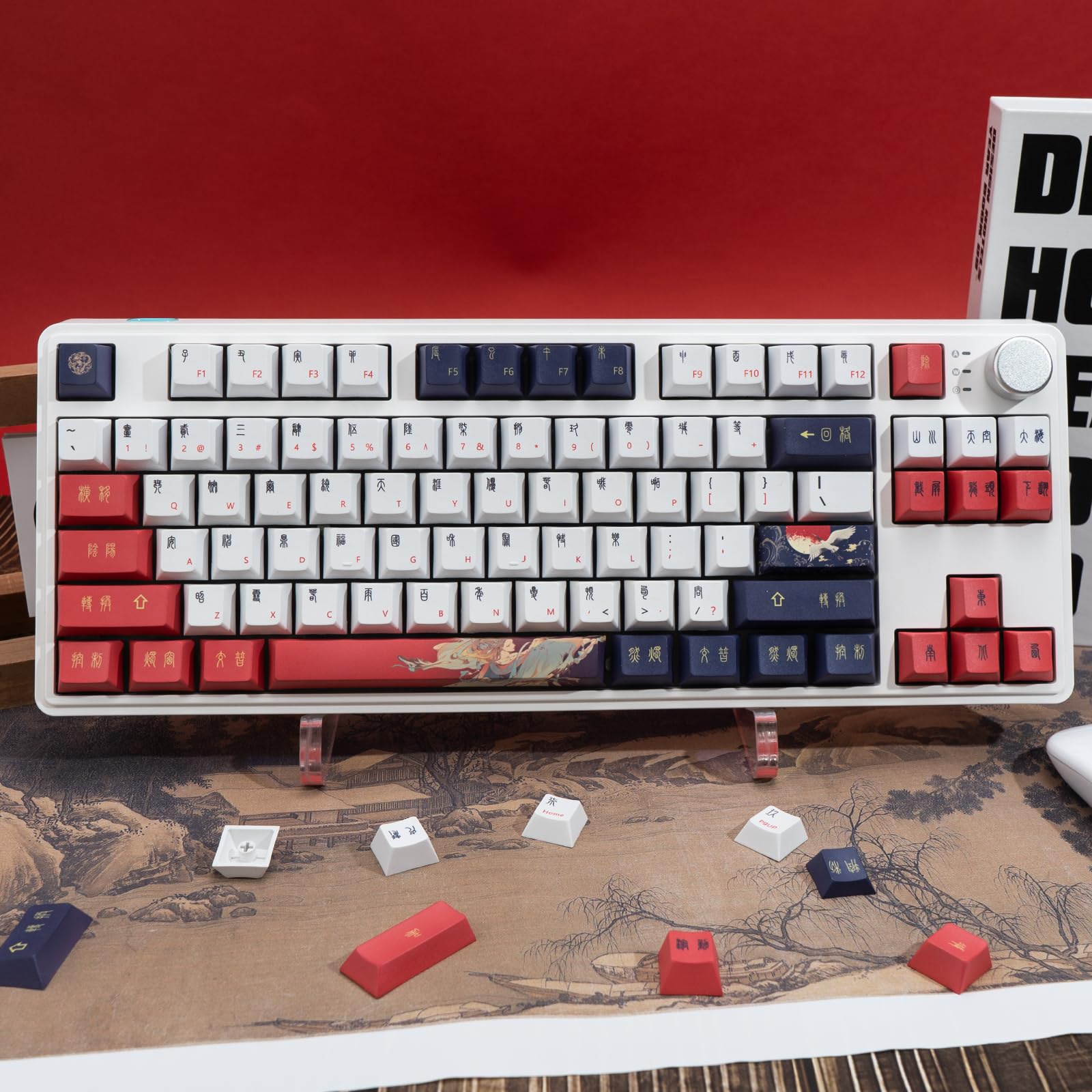 Amazon.co.jp: GEKUCAP カスタム赤と白のPBTキーキャップセット - 127