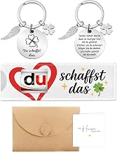 Du Schaffst Das Glücksbringer Exam Gift - Key Ring and Case Felt for Chocolate with Greeting Cards, Good Luck Passed Exam 2026 Gifts Bachelor Master Graduation Gift