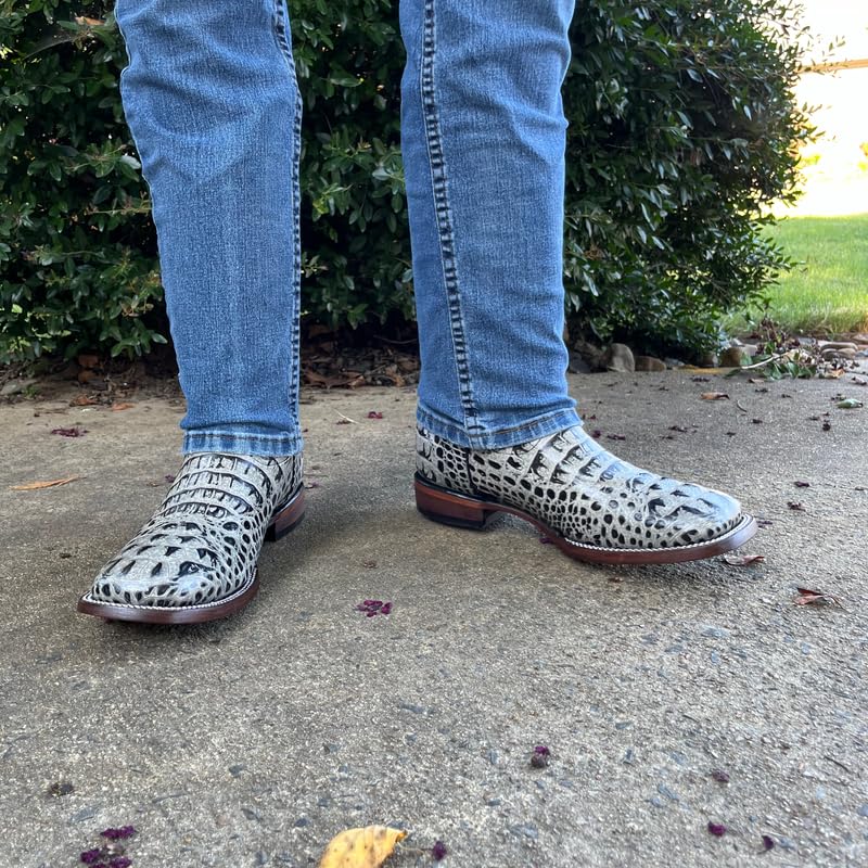 Image of Men's Alex Exotic Caiman Python Western Cowboy Boots Square Toe Pull On Tall Shaft bota de vaquero para hombre