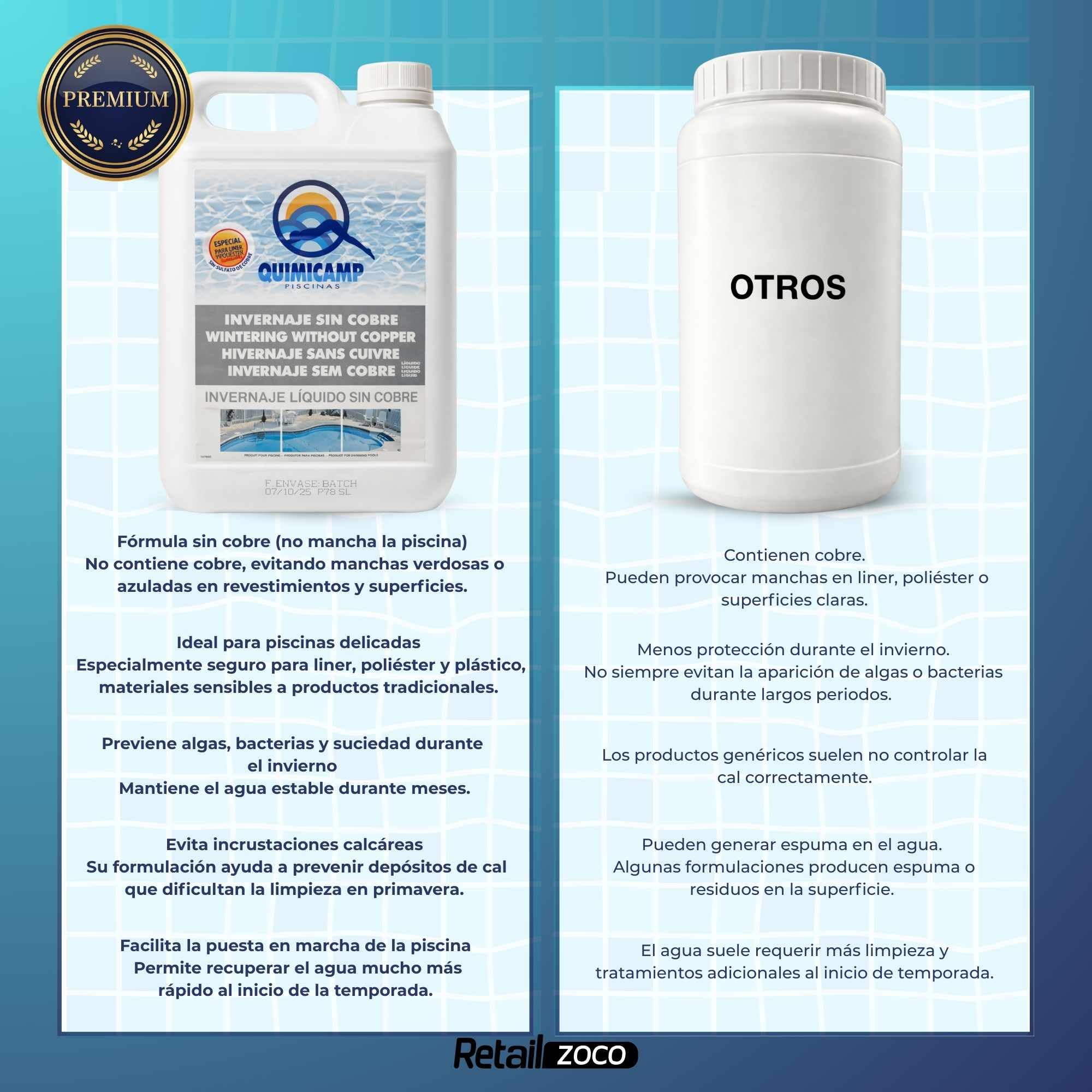 Invernador Liquido para Piscinas, Invernaje piscina sin Cobre, 5 Litros - imagen 4