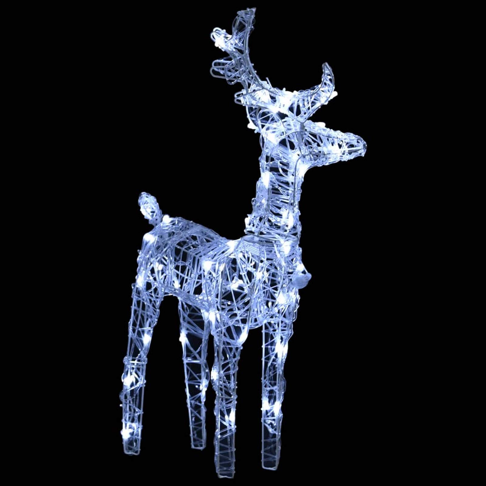 IKAYAA LED Rentiere mit Schlitten, Weihnachtsdeko Weihnachtsbeleuchtung Aussen, 8 Modi LED Rentier Beleuchtet Aussen mit 160 LED Lichterketten, Innen/Outdoor Weihnachtsdekoration (Kaltweiß)