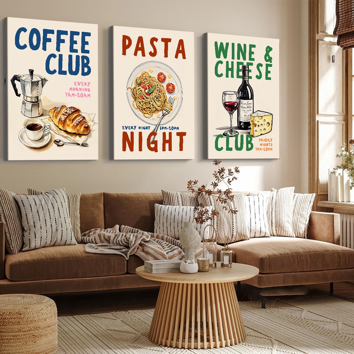Trendige Küchen-Wandkunst, Mokkakanne, Kaffee, Pasta-Liebhaber, Wein, Käse, Retro-Lebensmitteldrucke, Kaffee-Poster für Esszimmer, Bar, Café, Dekor (SKU1, 40 x 50 cm, gerahmt (verpackte Leinwand)