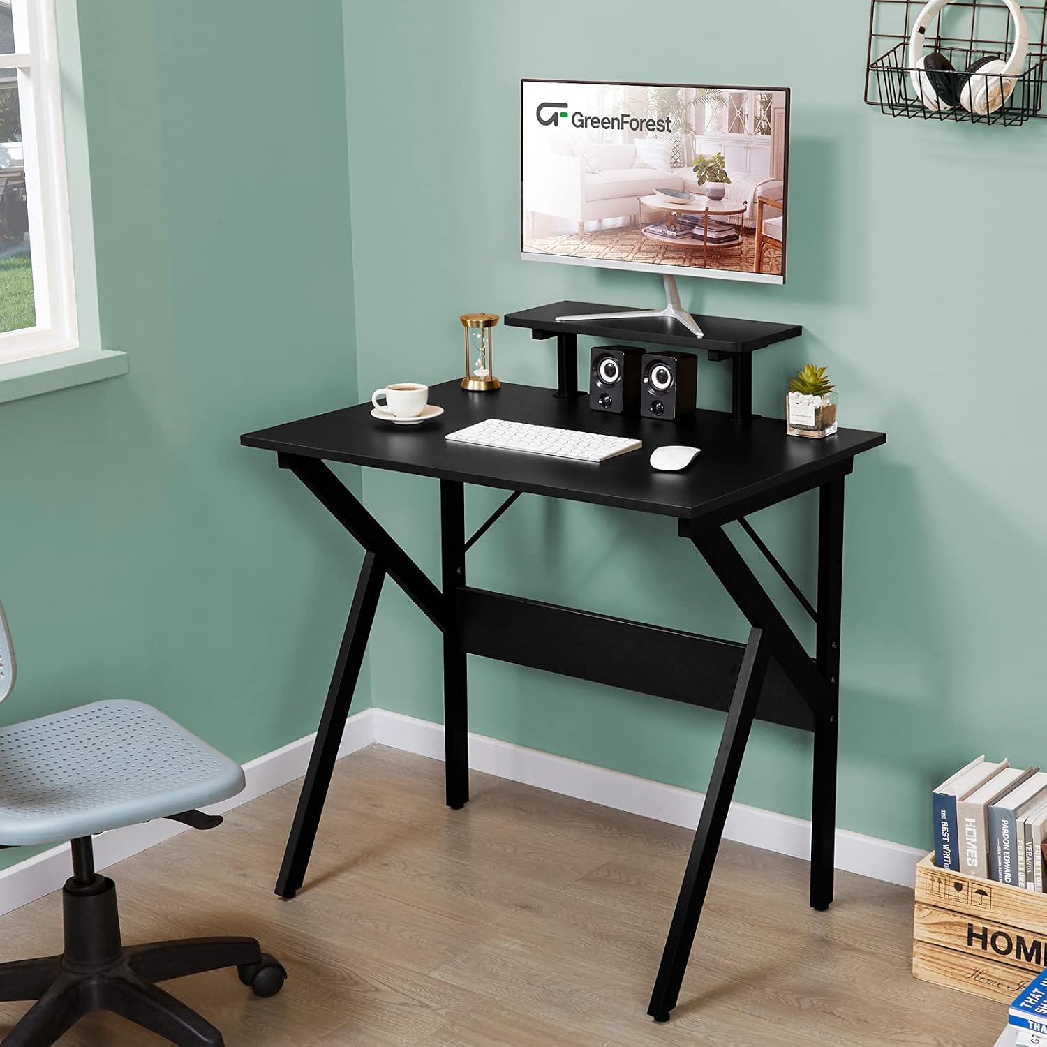 Exclusive GreenForest Small Computer Desk 32 inch, Writing Gaming Desk with Moveable Shelf for Home Office Workstation, Black Amazing 🔥 GreenForest Small Computer Desk 32 inch, Writing Gaming Desk with Moveable Shelf for Home Office Workstation, Black