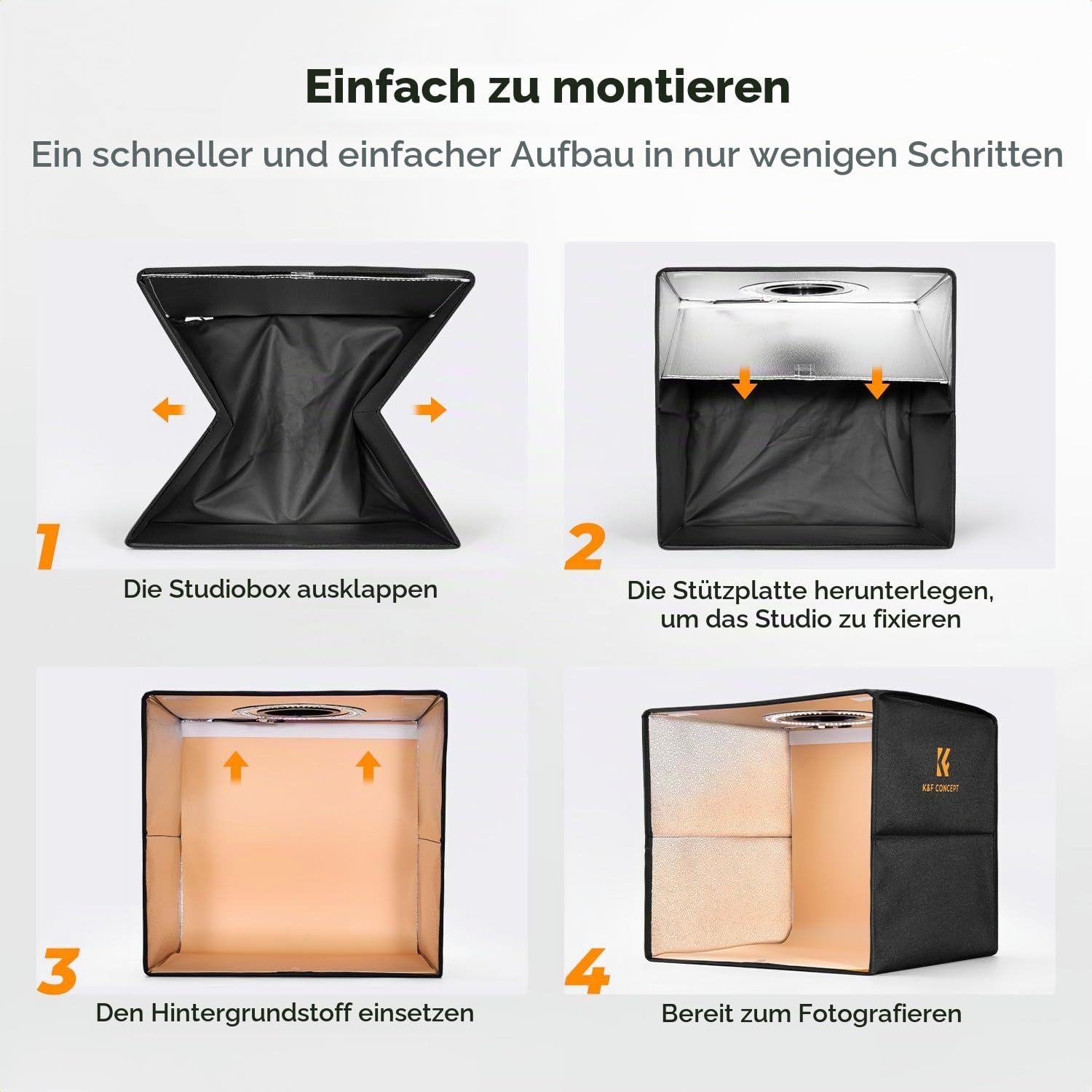 K&F CONCEPT 40x40cm Faltbare Fotostudio Set mit 6 Farben PVC Hintergrund