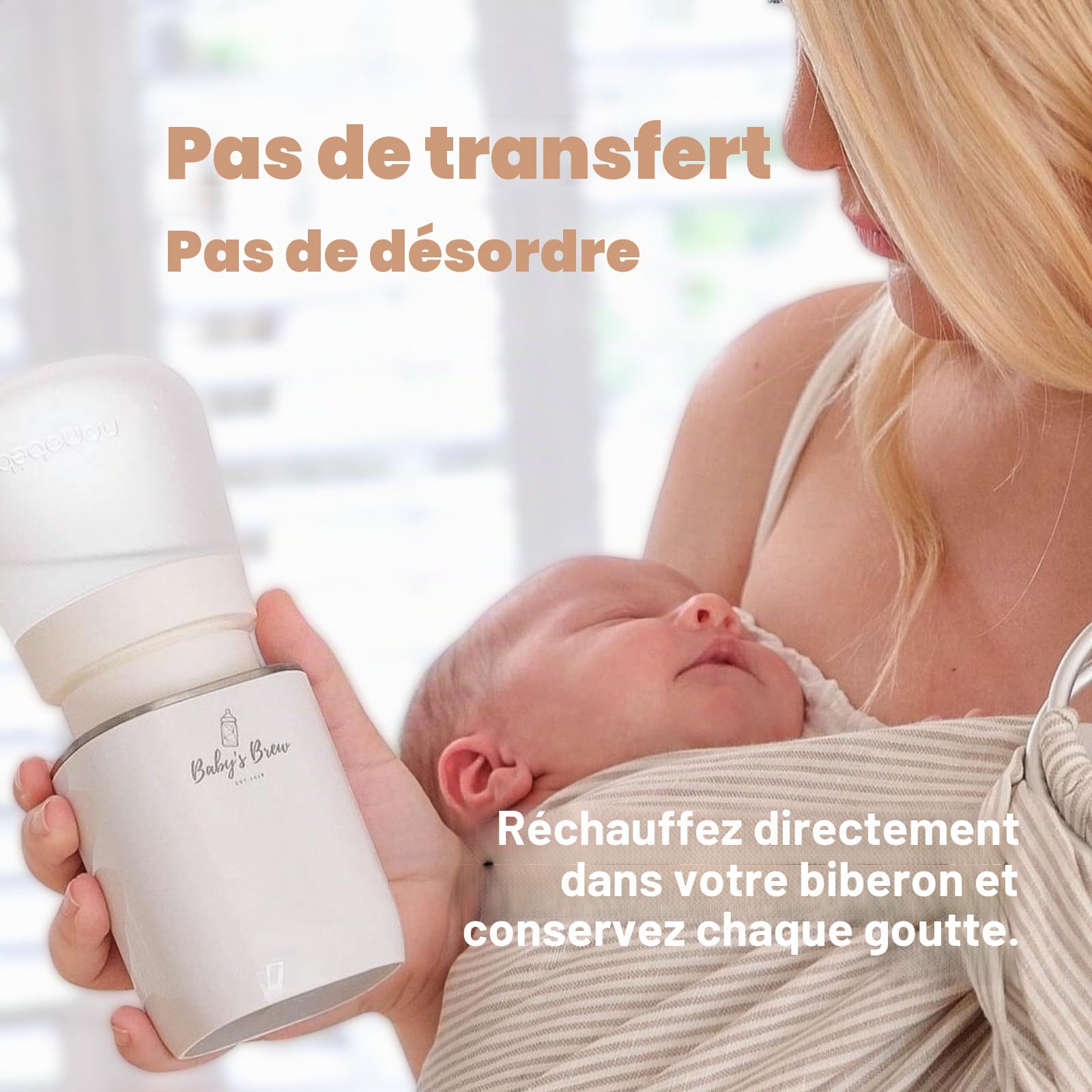 Baby's Brew Warmers 3.0 – Chauffe-Formule Portable pour Voyage, Deux Modes de Chauffage – Réchauffe Le Lait Maternel, la Formule et l'eau, Anti-Fuite, Technologie de capteur Intelligent, sans BPA