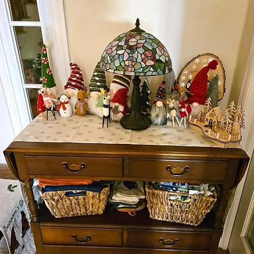 Miniatura 10 de Ajmyonsp Camino de mesa de Navidad de 72 pulgadas, lino blanco y negro, a cuadros, bola de Navidad, caminos de mesa de invierno, decoración de