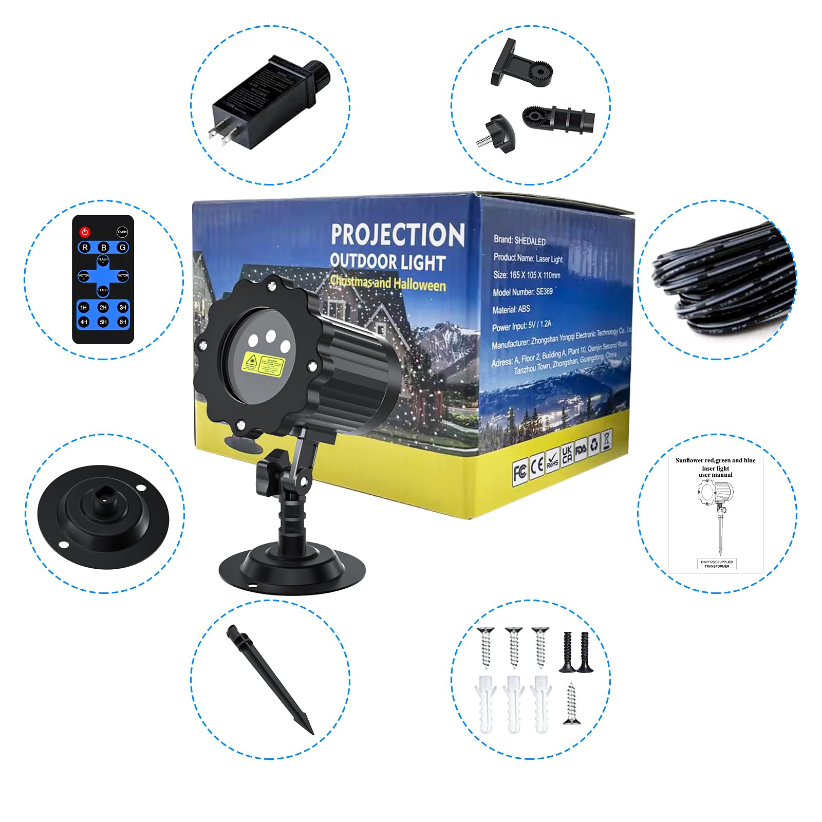 Projecteur laser RVB pour l'extérieur, 3 couleurs de luciole | Projecteur laser mobile de Noël avec télécommande, étanche, décoration de vacances pour Halloween, Noël, fête, arbres, jardin