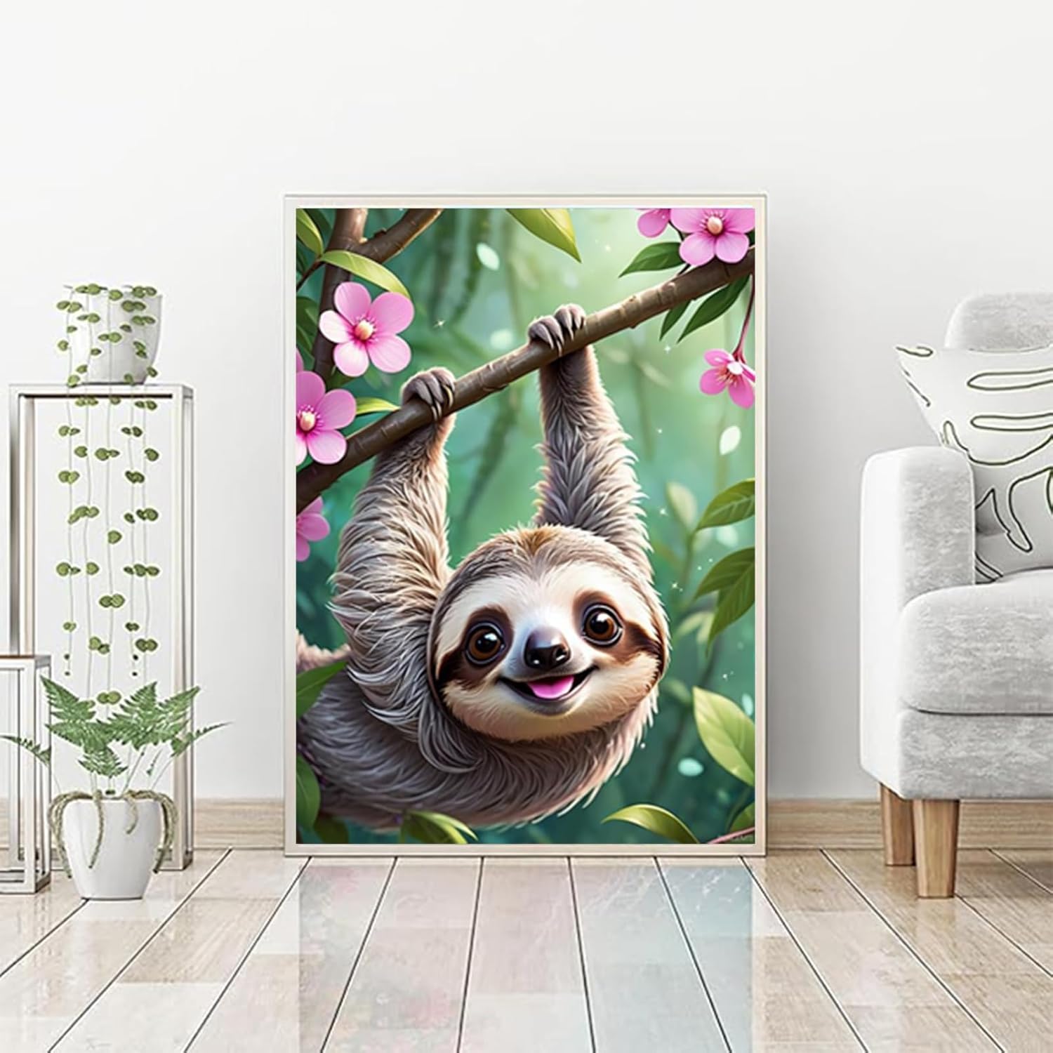 PUAGEMTI Cute Sloths Diamond Painting, Cute Animals 5D Diamond Painting Kits for Home Wall Decor Easy 5D Diamond Painting Art for Beginners 12x16 Inch