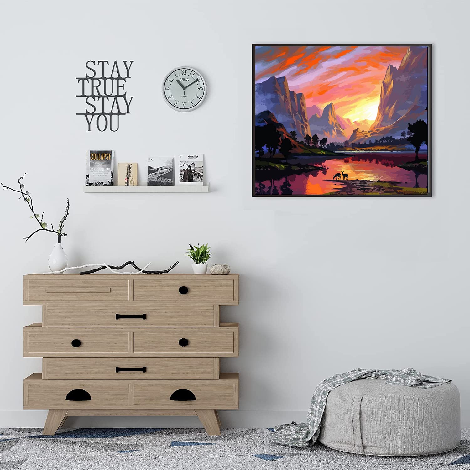 Peinture Par Numéros JanFebMar 40x50cm - Kit Complet Avec 24 Peintures Acryliques Et 3 Pinceaux Pour Adultes Et Enfants
