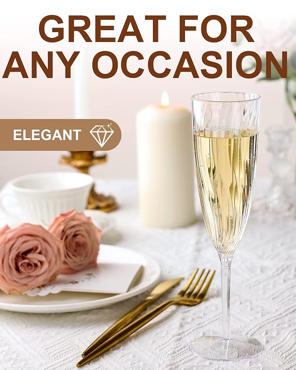 96 Pack Plastic Champagne Flutes, 6 Oz Clear Disposable Wine Glasses by Walee Koky - Image 4