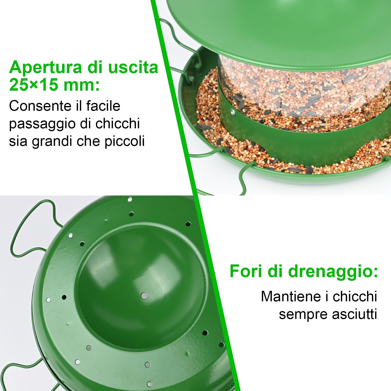Mangiatoia per uccelli 1.8L da esterno Hanging Wild Bird Feeder per uccelli selvatici