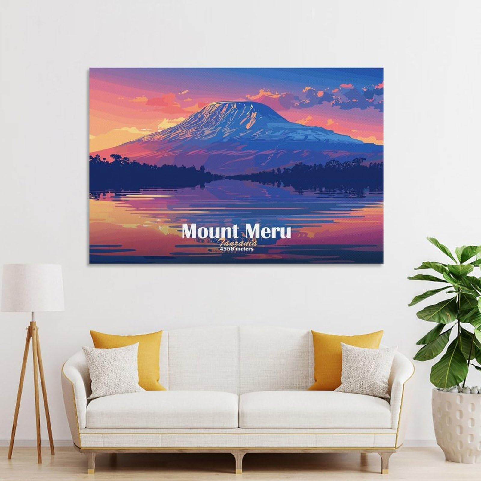 Junmoney Mount Meru Sunset Home Decor Wall Art, 24x36inch(60x90cm), for Flats, Guest Rooms Or Compact Rooms, Stylish Wall Art for Fresh Spaces