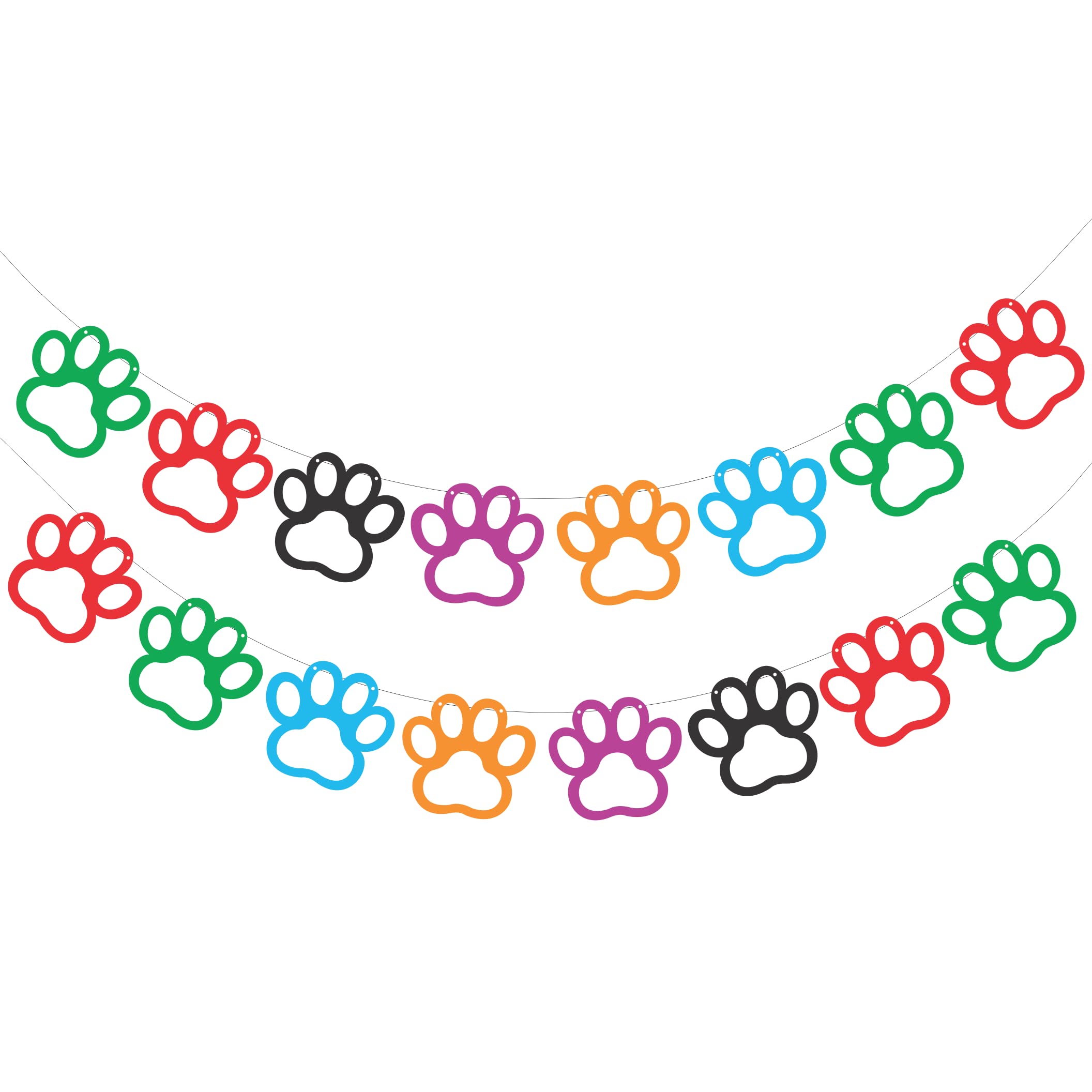 SVM CRAFT® Dog Paw banner- Dog birthday party banner-Paw Patrol Theme Birthday Party Decoration Paper Bunting, A set of 18 pieces, red, blue , purple, green, orange, yellow, 6 feet in Length- Animal-themed Birthday Party Graland, woof let's pawty dogs jute birthday banner - pet puppy boys girls birthday party swallow - paws print bone doggie adoption party decorations - Multi color