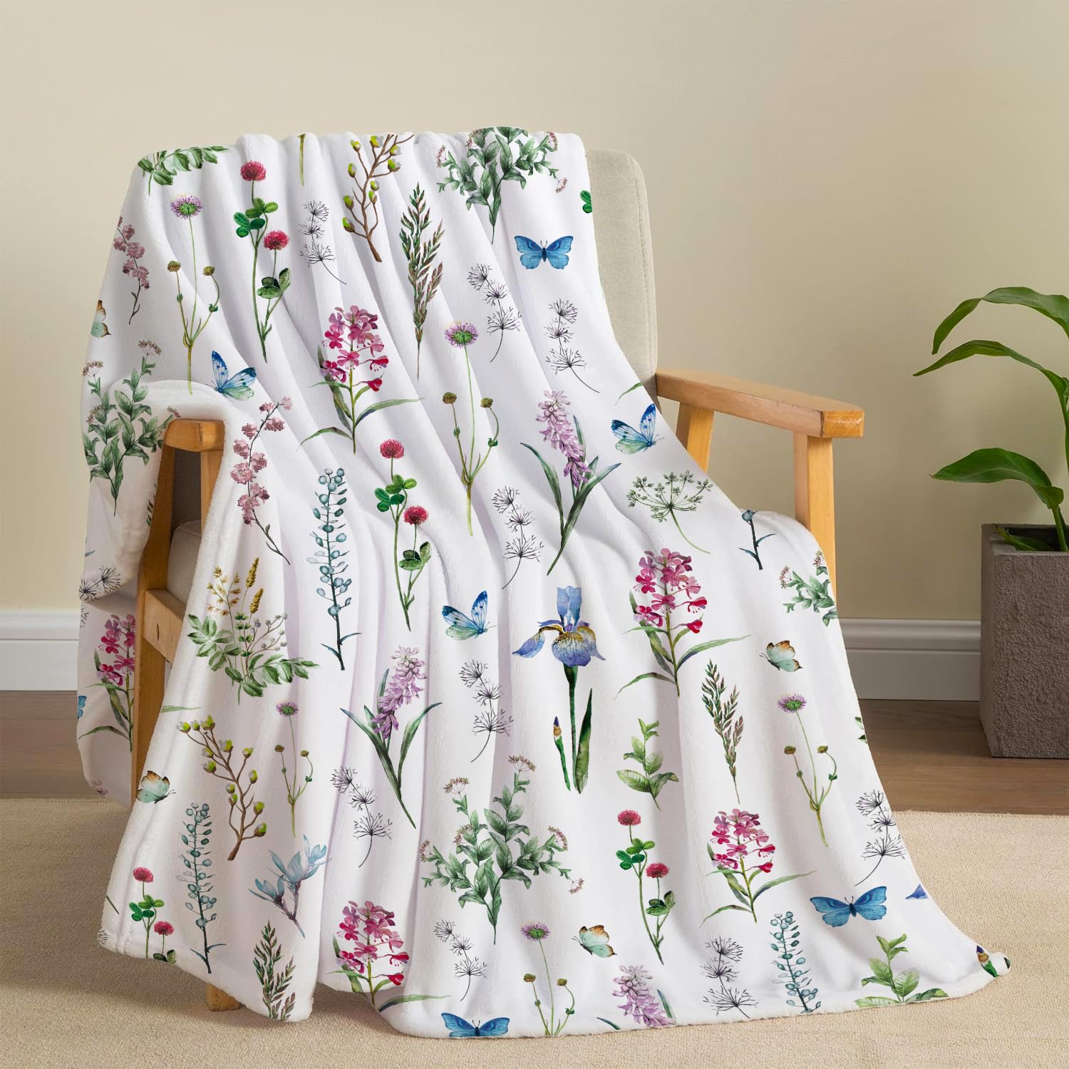 Couverture florale en flanelle douce et légère de 152x203 cm pour rester au chaud avec élégance