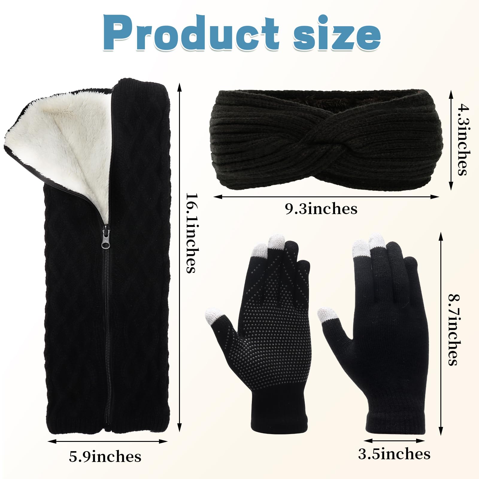 Juego de 2 calentadores de piernas, guantes y diadema para patinaje artístico, cremallera, forro polar, calentadores de piernas, calcetines para patinaje sobre hielo