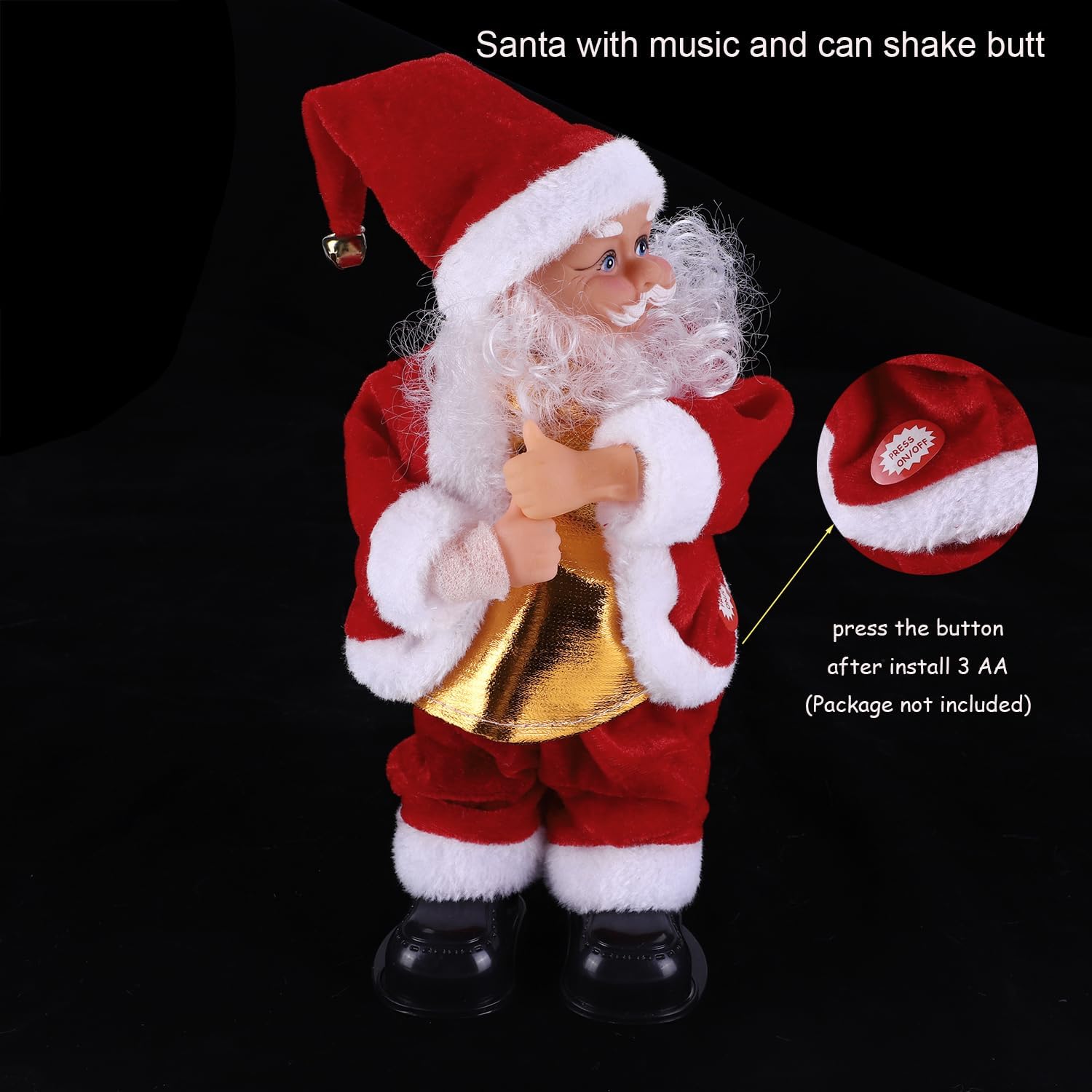 haozaikeji Musical Santa Claus, Electric Dancing Santa, Swaying DJ Christmas, Lighting Shaking Butt Christmas, Animated Xmas Figure with Music