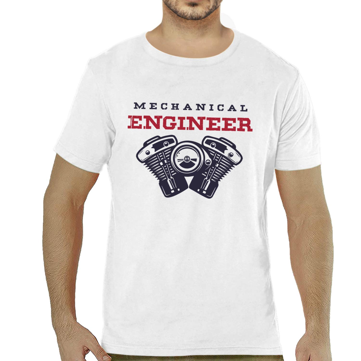 PoopluMen's Regular Fit Mechanical Engineer Cotton Printed Round Neck Half Sleeves Black & White t-Shirt. Pootlu, College, Boys, Fun, Masti, Symbol Tshirts