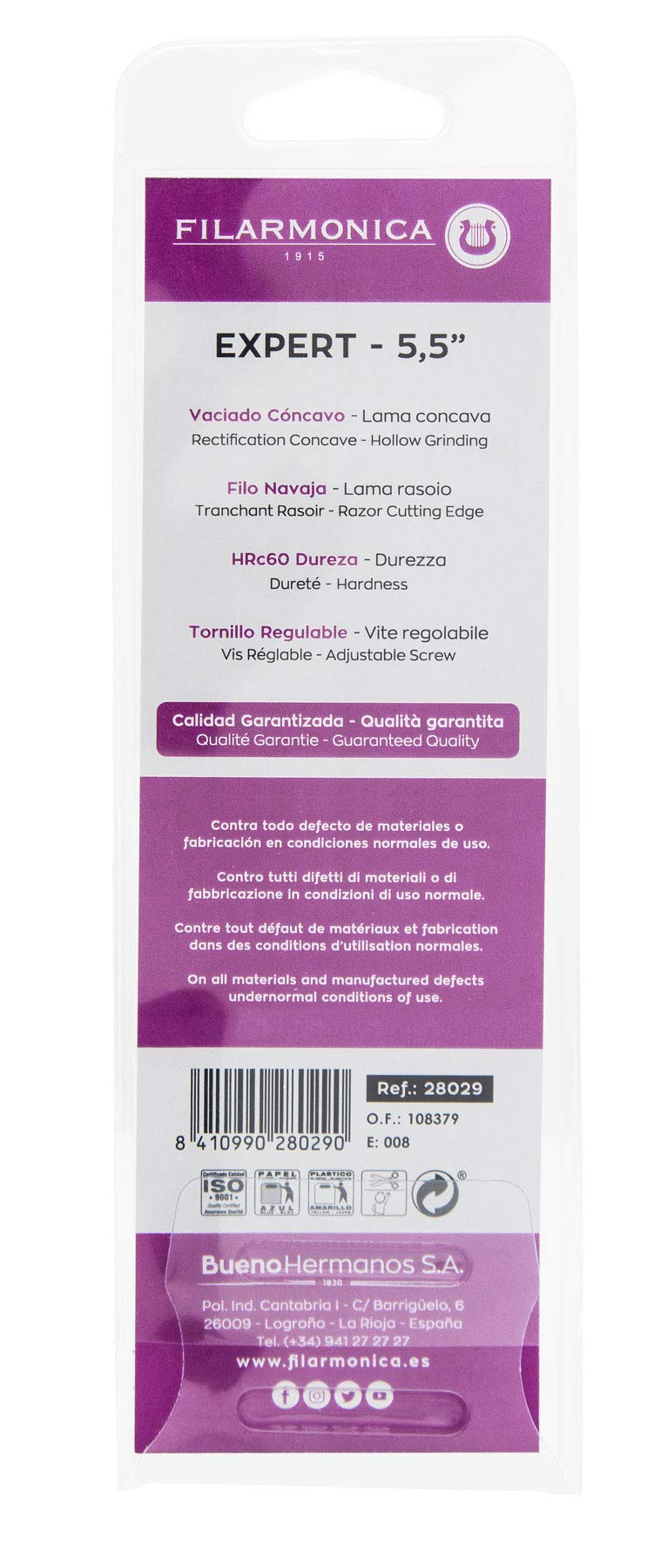 Tijeras de Peluquería Profesional EXPERT - Tijera peluquero para salón de corte de cabello forjada en caliente de acero inoxidable con tornillo regulable Filarmónica