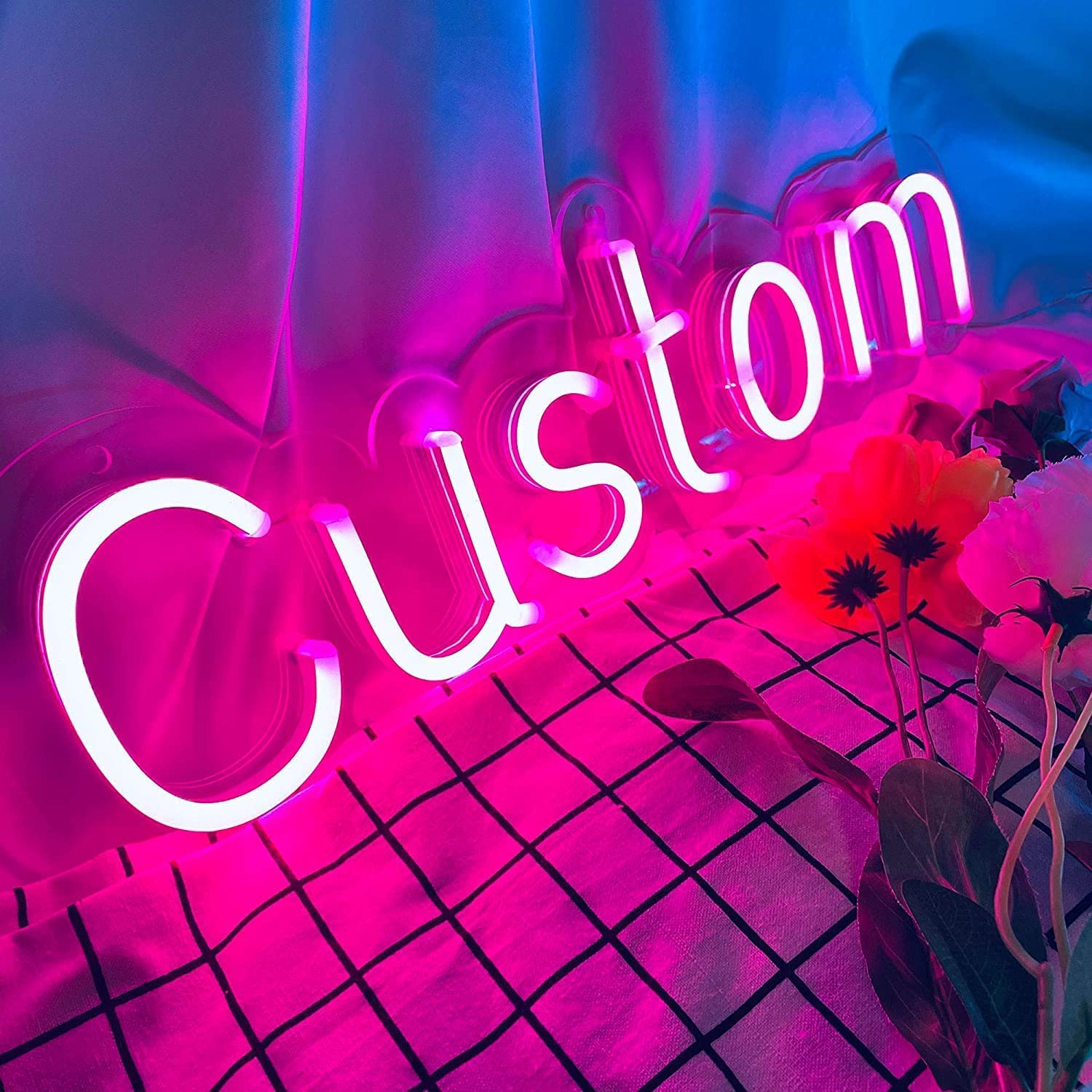 Personalisiert LED Leuchtschilder, LIKEGOR Benutzerdefinierte Neonschilder für Wanddekoration Bar Schlafzimmer Hochzeit Geburtstag Party Heim Salon Lichtzeichen(75cm,1 Zeilen Text)