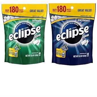 Eclipse Sugar Free Breath Mints Gum Variety Pack. Convenient One-Stop Shopping for Popular Eclipse Breath Mints Spearmint and Winterfrost. Easy to Source With 1 Click. Snacking Heaven!