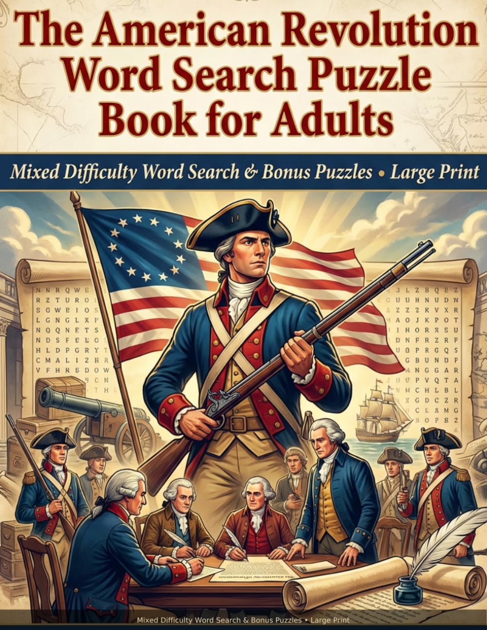 The American Revolution Word Search Puzzle Book for Adults: Mixed Difficulty Word Search & Bonus Puzzles • Large Print (Kemsden Press Word Search Puzzle Books for Adults)