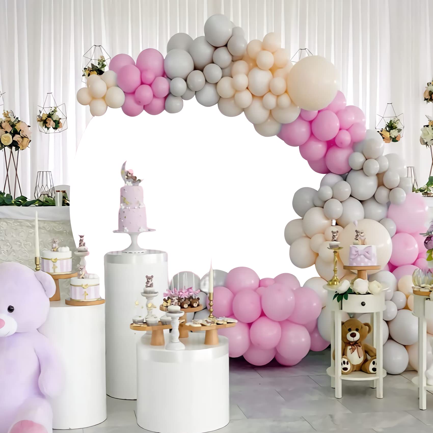 Aoihrraan 220cm Diametro Bianco Rotondo Fotografia Sfondo Bianco Puro Fondale Compleanno Festa Ricevimento Di Nozze Doccia Nuziale Baby Shower Adulti Bambino Ritratto Puntelli Studio Fotografico