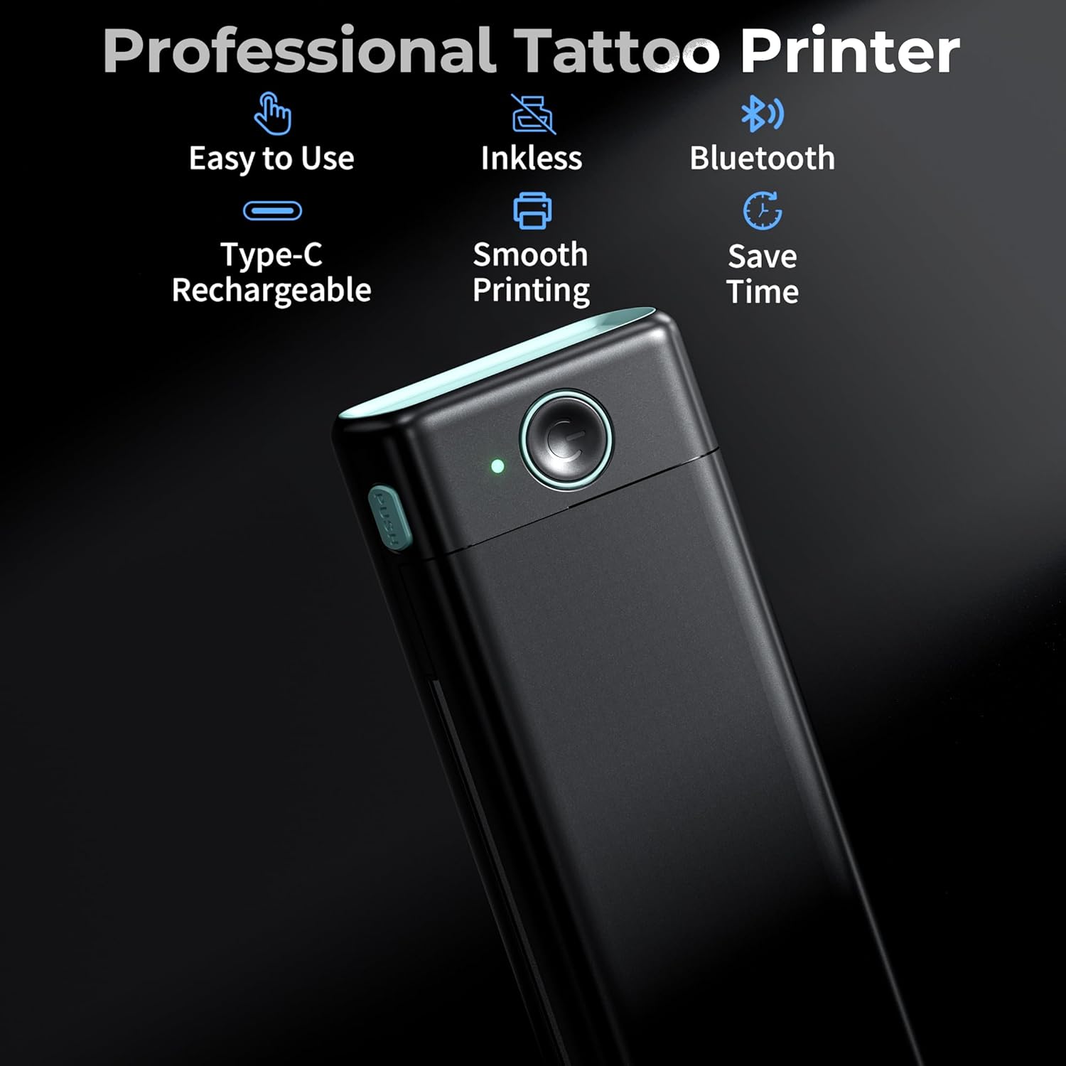 Tattoo Stencil Printer, Tattoo Printer, M08F Stencil Printer with 10 PCs Tattoo Transfer Paper, Bluetooth Stencil Printer for Tattooing Compatible with Phone & PC, with 1 Case,203DPI