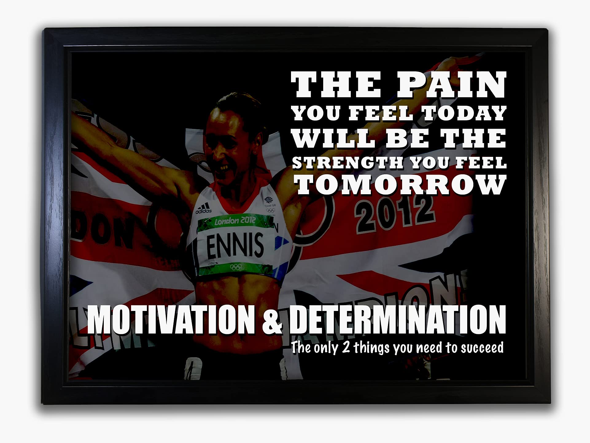 Motivation #110 Jessica Ennis Athletics A4 Framed Poster Perspex Front Inspiration Quote Photo Sport Determination Train Hard Picture
