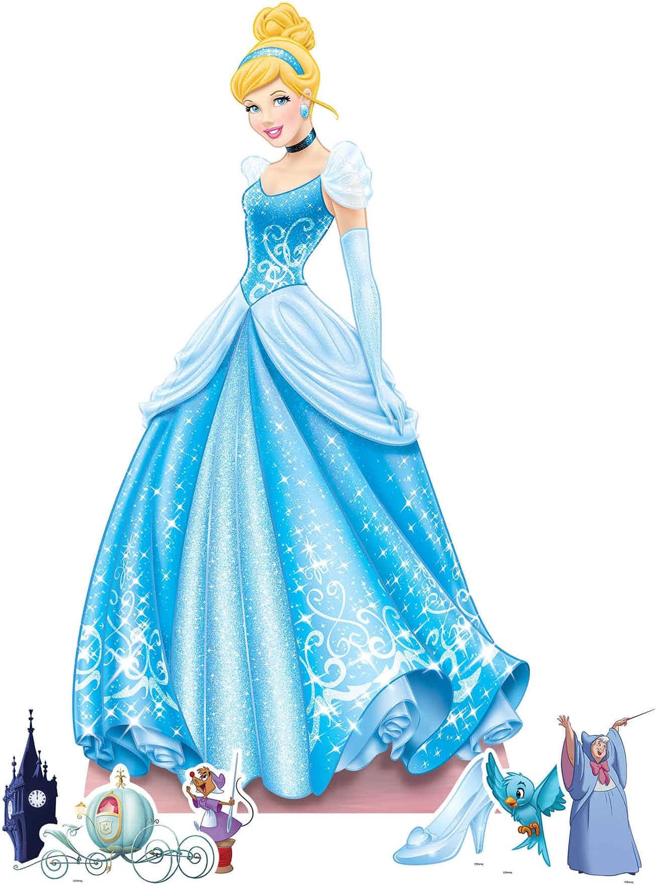 STAR CUTOUTS SP005 Cinderella Cardboard Cutout Party Decorations With Six Mini Party Supplies Princess Disney Theme- Medium