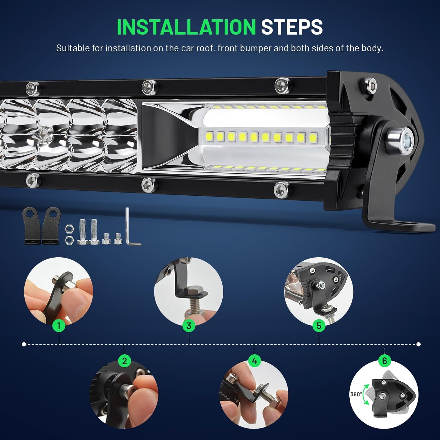 LED Light Bar Kit for Truck 32 in Double Row LED Light Bar 12V 24V LED Off Road Driving Light Spot Flood Combo Light Bar with 4 in LED Work Light Pod for ATV RV SUV Pickup Golf Cart Tractor Boat