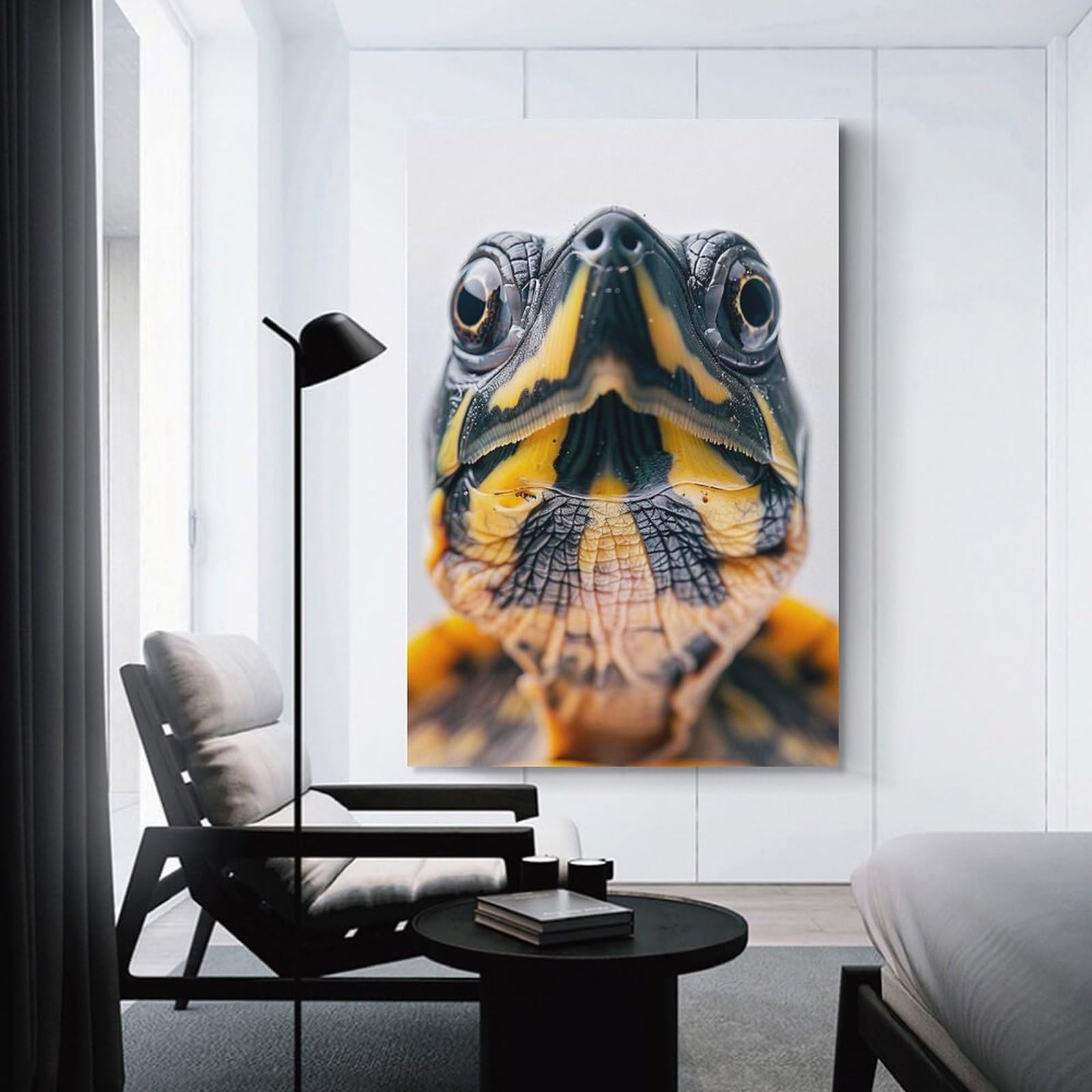 Junmoney Turtle Face Room Decor Wall Art, 08x12inch(20x30cm), for Office, Study Or Home Workspace, A Smart Decor Choice for Study Walls