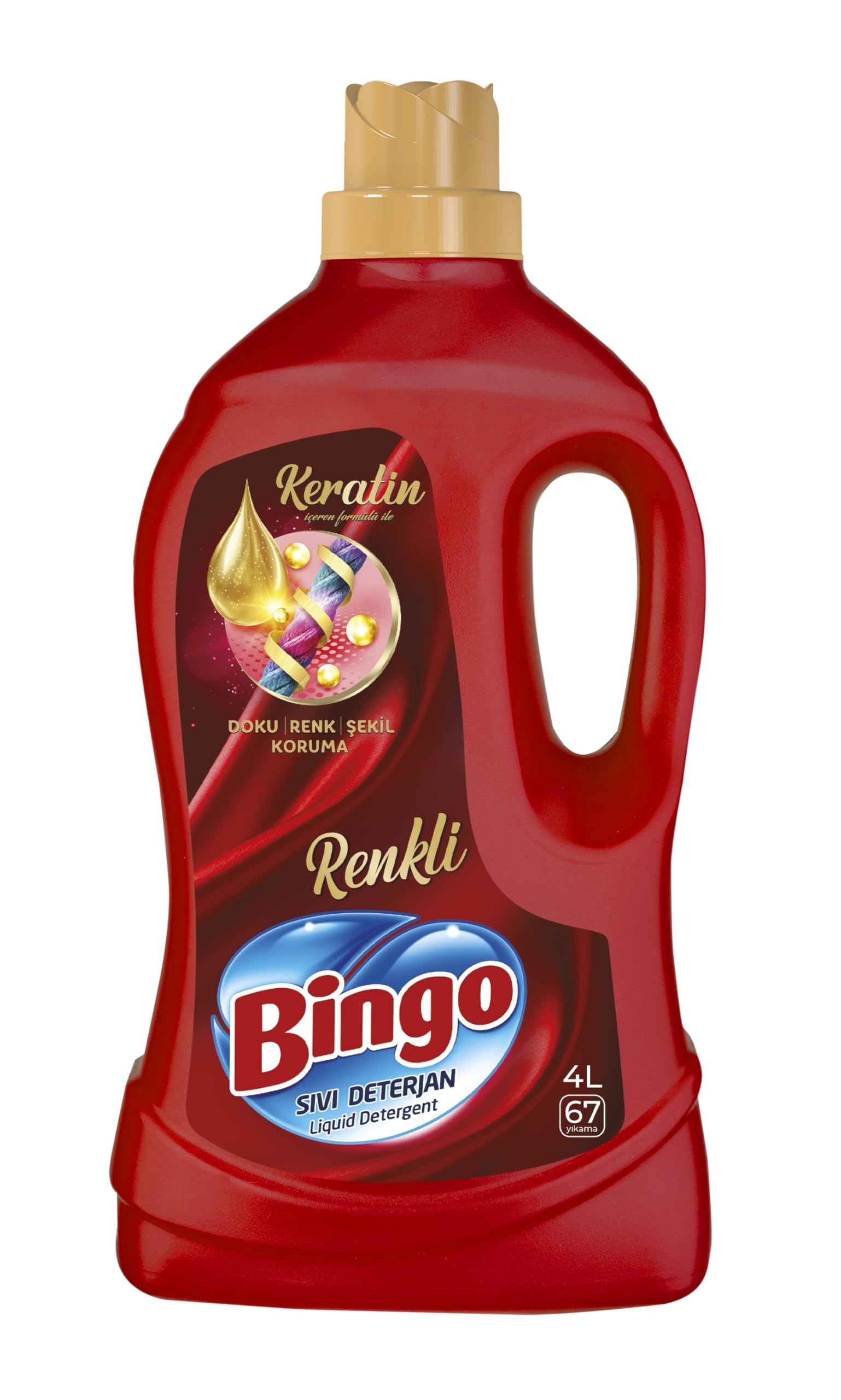 Bingo Renkli Sıvı Bakım Çamaşır Deterjanı, Kırmızı, 4 Lt