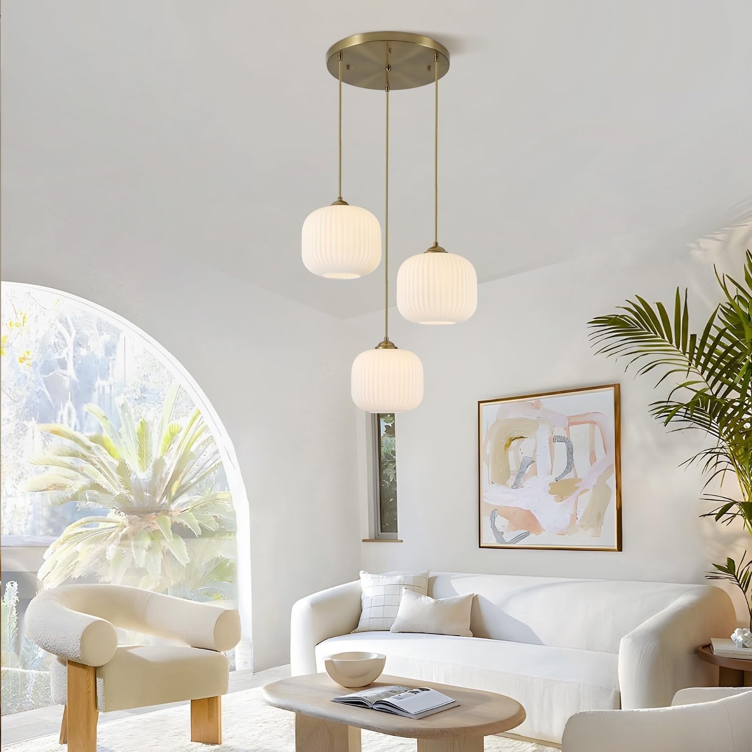 Lampe suspendue verre avec abat-jour moderne salle à manger lustre boule blanc laiteux chambre à coucher réglables Suspension Luminaire grange éclairage d'îlot de cuisine convient couloir