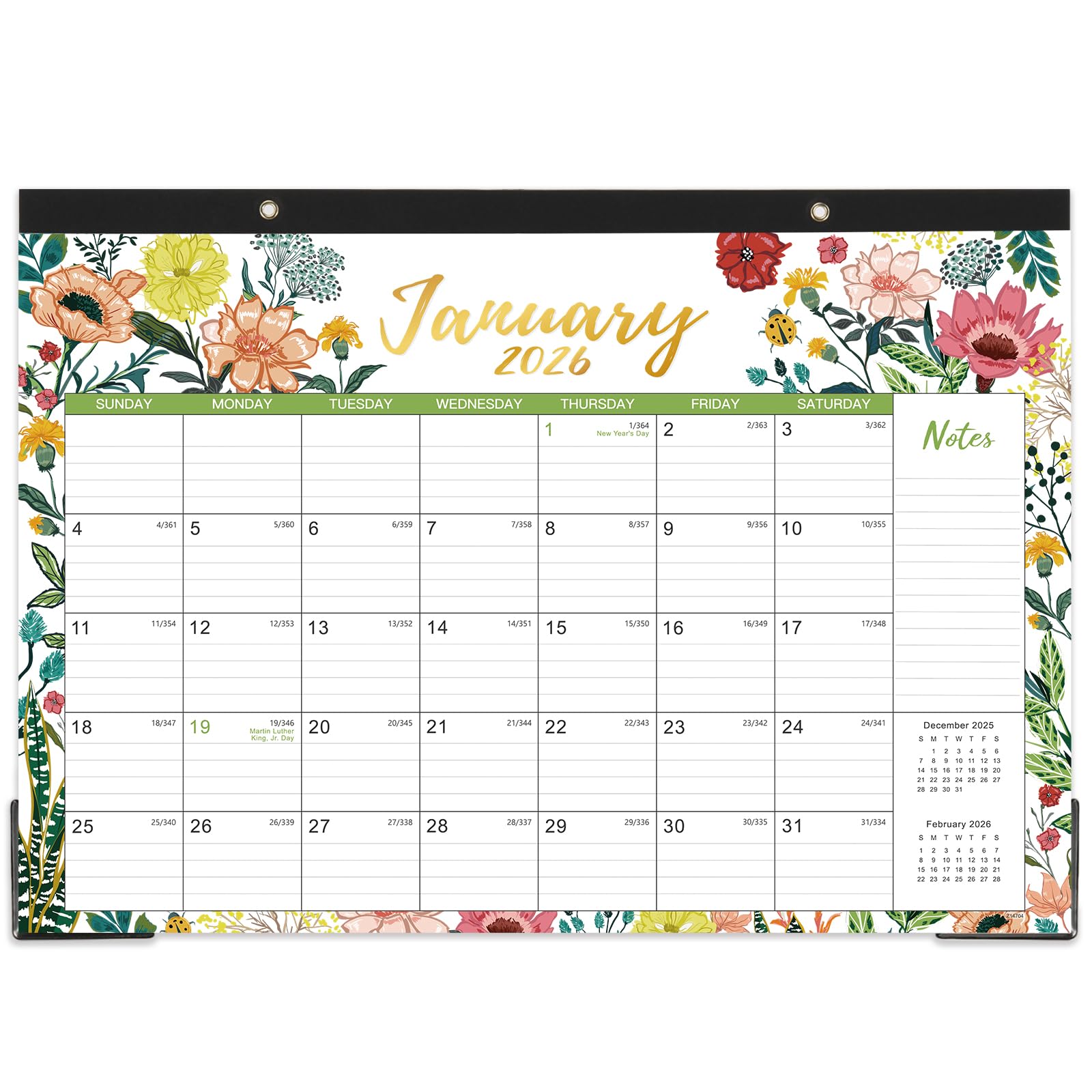 2026 Desk Calendar – Jan 2026 – Dec 2026, 12 Months Large Monthly Desk Calendar 2026, 17" x 12", Desk Pad, Ruled Blocks, To-do List & Notes, Tear Off,