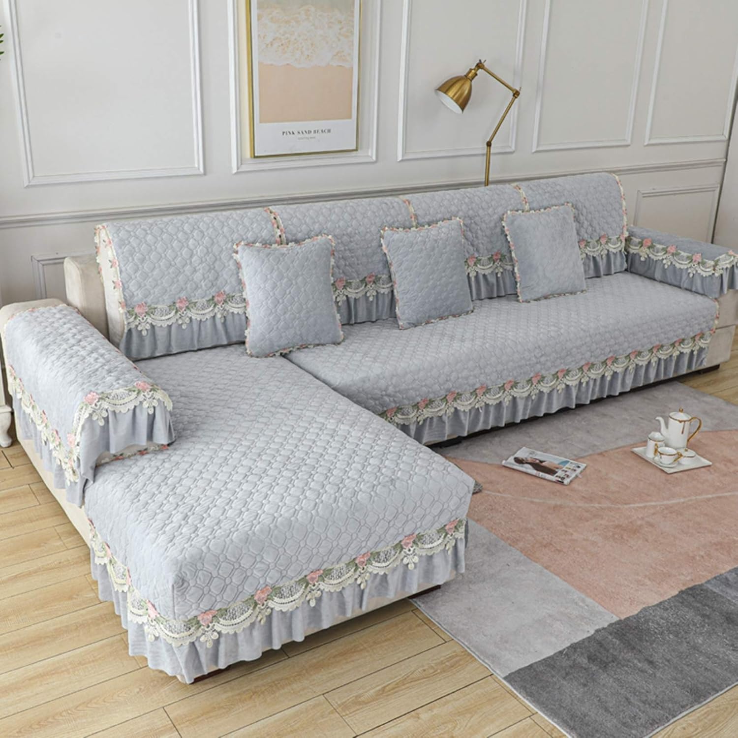 Sofa Cover 3- Seater 2-Seater with armrests and Without armrests Set4 Style Washable Multi-Cover Bed Cover Cushion (Pattern 9 Set1)